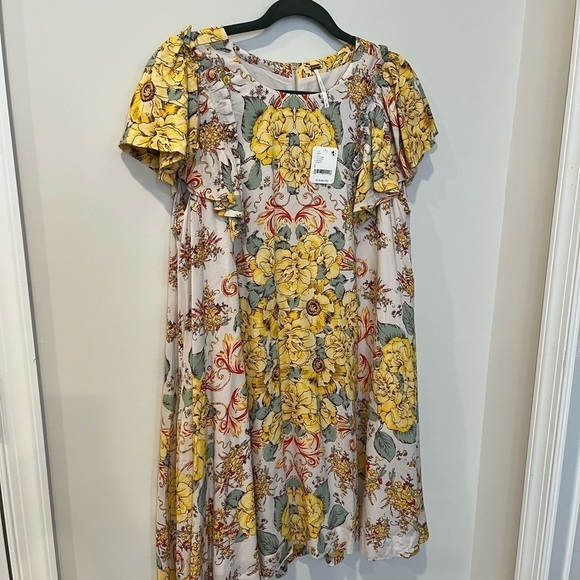 Free People Yara Golden Floral Mini Dress NWT Size S - Picture 4 of 8